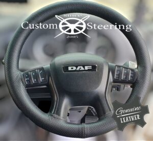 for DAF XF 1997-2020 Black Perfotated Leather Steering Wheel Cover ** Choose Color Stitch
