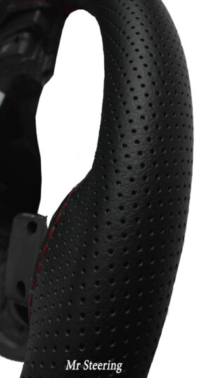 perforated red stitch